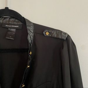 Ashley Stewart Black Button Up Blouse | Gold Buttons